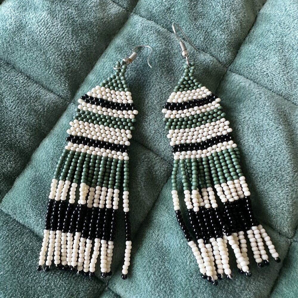 Ink + Alloy Hook Tassel Seed Bead Earrings